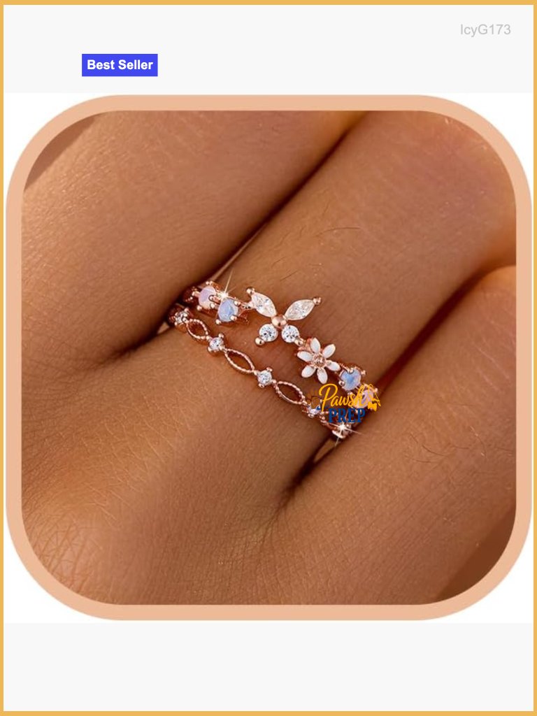 Adjustable Sterling Silver Butterfly Daisy Flower Stackable Ring Size 7